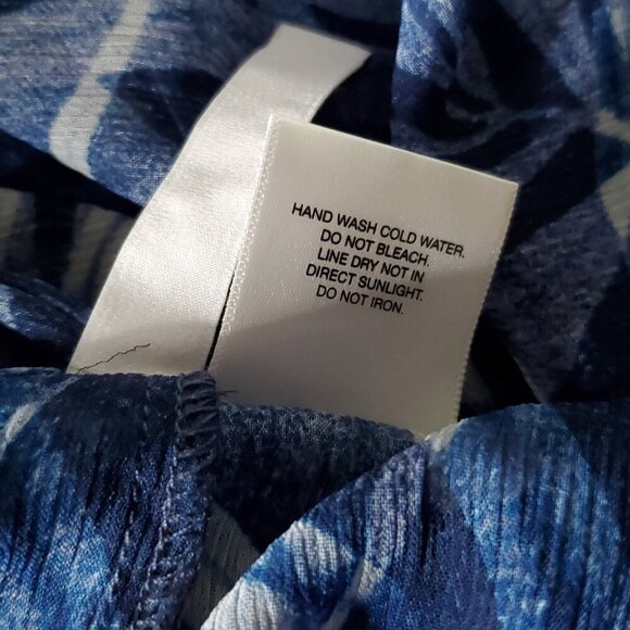 Ellen Tracy Company Swim Suit Cover Up Sz XL Sheer Blue Leaf Pullover V Neck - Picture 7 of 8